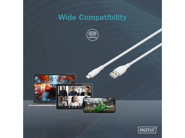 USB siliconen oplaadkabel USB-A Lightning 2m USB 2.0 12W Wit