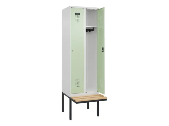 locker met bank,HxBxD 2120x600x815mm,2vak,vak B 300mm,cilinderslot