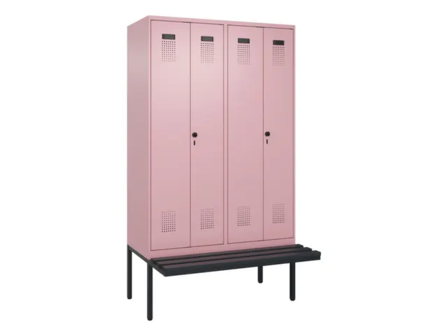 locker met bank,voor scheiding van kleding,HxBxD 2120x1200x815mm,4vak