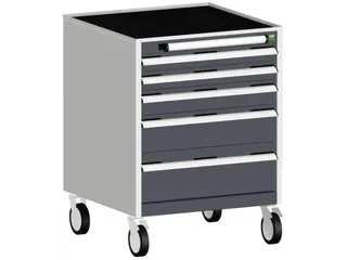 ladekast verrijdbaar 880x650x525mm 5laden romp RAL7035 front RAL7016 - 1