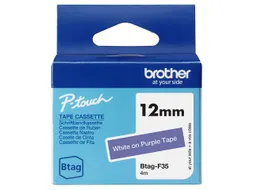 Brother BTAG-F35 labelprinter tape Wit op paars