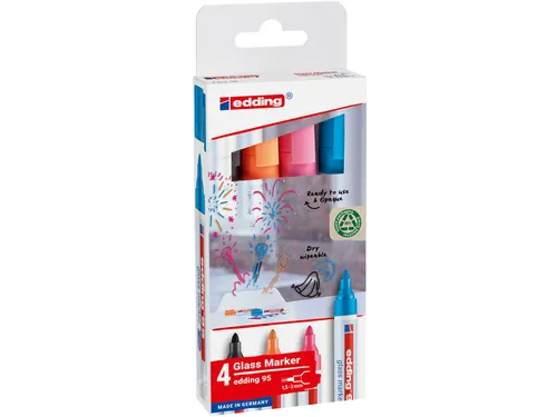 Viltstift edding 95 glasbord assorti incl zwart