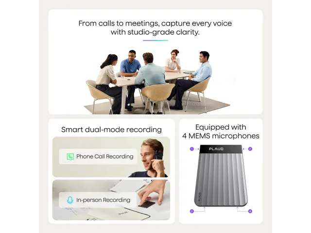 PLAUD Note Pro AI-notitieapparaat Voice Recorder 64Gb Zilver