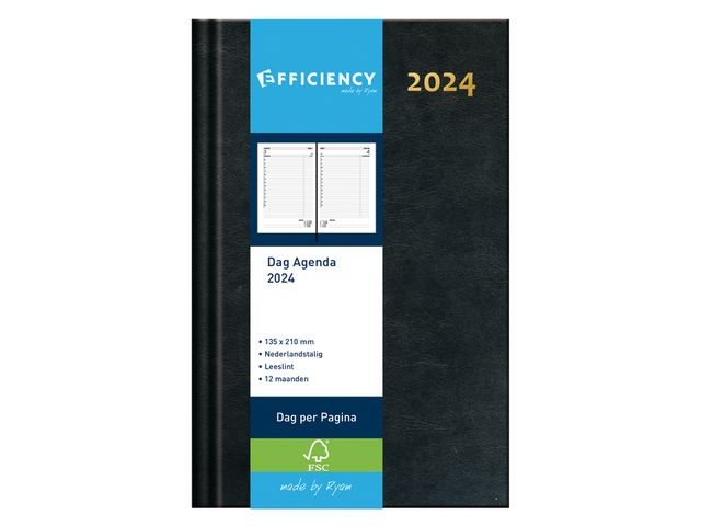 Agenda 2024 Ryam Efficiency Baladek 1 jour/1 page bordeaux 1 Stuk bij  Bonnet Office Supplies