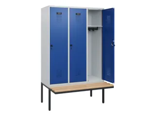 locker met bank,HxBxD 1950x1200x815mm,3vak,vak B 400mm,draaigrendel - 1
