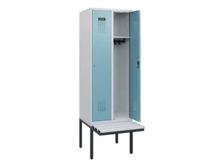 locker met bank,HxBxD 1950x600x815mm,2vak,vak B 300mm,cilinderslot - 1