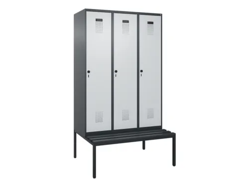 locker met bank,voor scheiding van kleding,HxBxD 2120x1200x815mm,3vak