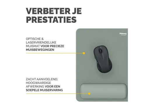 Muismat met polssteun Fellowes Breyta XL saliegroen 21x28cm