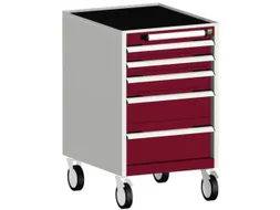 ladekast verrijdbaar 880x525x525mm 5laden RAL7035 front RAL3004
