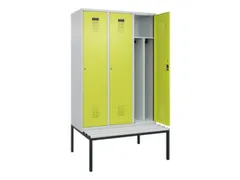 locker met bank,voor scheiding van kleding,HxBxD 2120x1200x815mm,3vak
