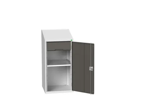 lessenaarkast 1130x525x550mm legbord en lade RAL7035 + RAL7016