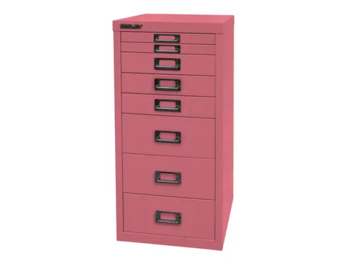 kantoor-ladekast HxBxD 590x279x380mm 8 laden romp + front pink staal
