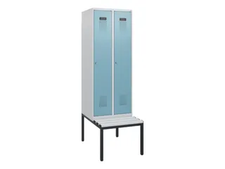 locker met bank,HxBxD 1950x600x815mm,2vak,vak B 300mm,cilinderslot - 2