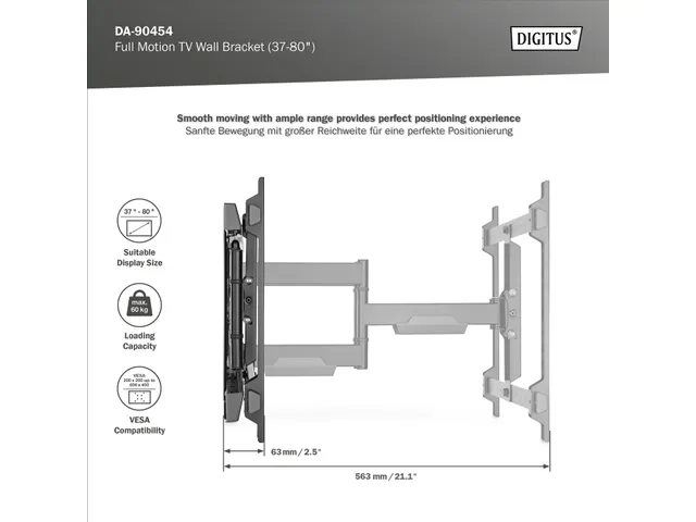 Muurbeugel Full Motion TV 37-80 Inch Zwart