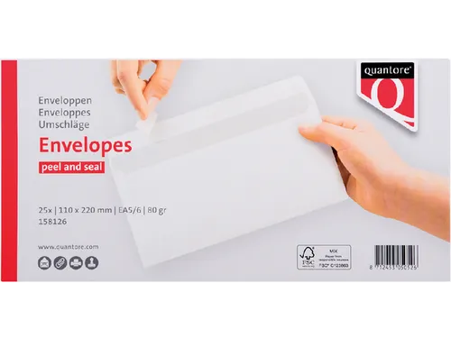 Envelop Quantore Bank Ea5/6 110x220mm Wit Zelfklevend