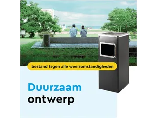 Afvalbak met asbak BRASQ 16 liter AT600 zwart - 4