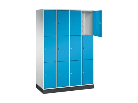 lockerkast,RAL 7035/RAL 5012,HxBxD 1950x1220x500mm,4x3vakken,cil.-slot