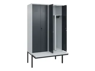 PBM-locker met bank,HxBxD 2120x1200x815mm,4vak,vak B 300mm,cil.-slot - 2