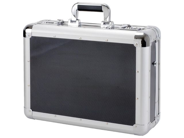 laptop koffer Alumaxx C-1 aluminium zilver-carbonlook 17 inch | Computertas.nl