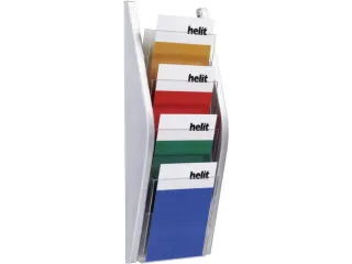wandfolderhouder,HxBxD 540x220x80mm,v. 4xDIN A5,plank(en) transparant - 1
