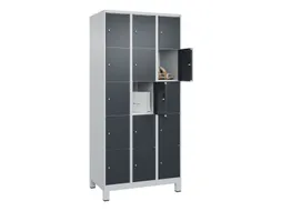 lockerkast,HxBxD 1950x900x500mm,3x5vakken,vak B 300mm,cil.-slot,voeten