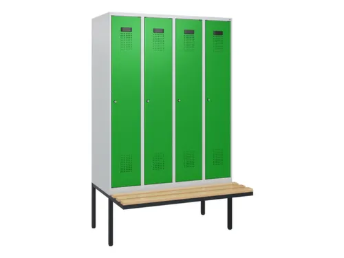 locker met bank,HxBxD 1950x1200x815mm,4vak,vak B 300mm,cilinderslot