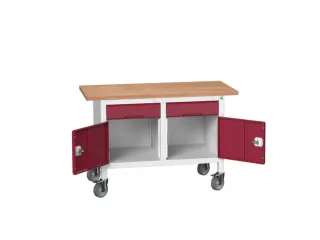 werkbank,HxBxD 830x1250x600mm,multiplexblad,uitrusting: 2laden,2kasten - 1