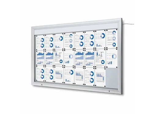 Outdoor mededelingenbord 24x A4 met logopaneel LED verlicht