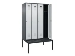 locker met bank,voor scheiding van kleding,HxBxD 2120x1200x815mm,4vak