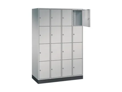 lockerkast,HxBxD 1950x1220x500mm,4x4vakken,cil.-slot,sokkel