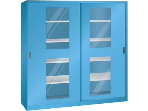 venster-schuifdeurkast 1950x2000x580mm 8xStalen bodem RAL5012