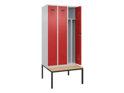 locker met bank,voor scheiding van kleding,HxBxD 2120x900x815mm,3vak
