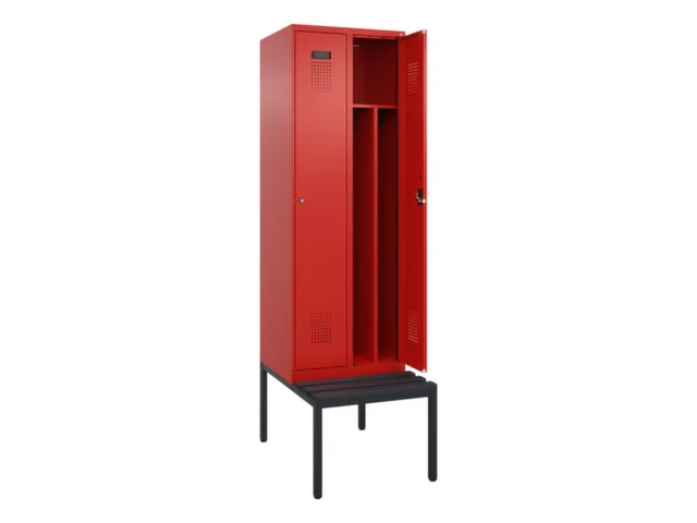locker met bank,voor scheiding van kleding,HxBxD 2120x600x815mm,2vak
