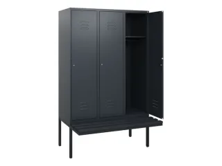 locker met bank,HxBxD 1950x1200x815mm,3vak,vak B 400mm,cil.-slot - 2