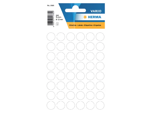 HERMA 1860 Multipurpose etiketten Rond 13mm Wit 240 stuks
