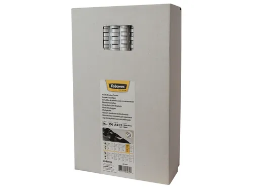 Bindrug Fellowes 16mm 21-rings A4 wit 100stuks