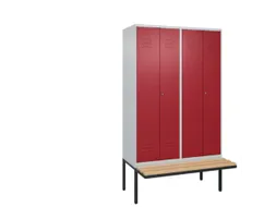 PBM-locker met bank,HxBxD 2120x1200x815mm,4vak,vak B 300mm,cil.-slot