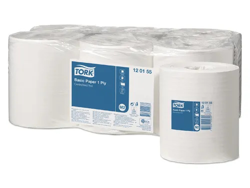 Poetsrol Tork M2 Centerfeed 120155 1-laags 20cmx300m 6 Rollen wit