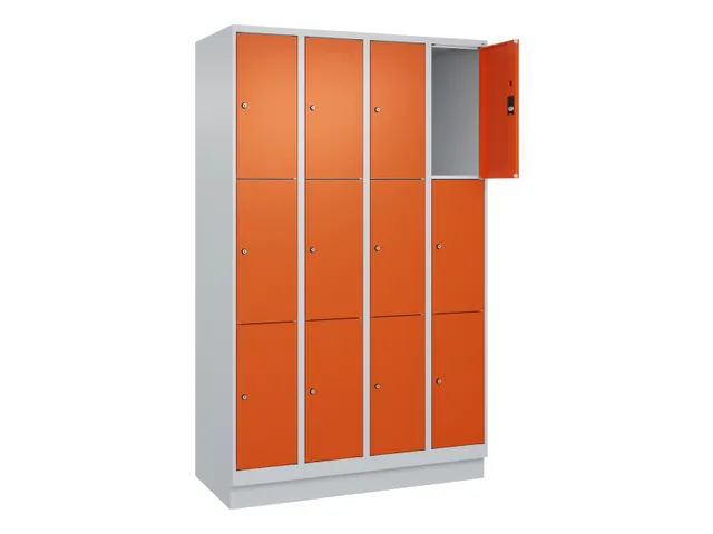 lockerkast,HxBxD 1950x1200x500mm,4x3vakken,vak B 300mm,cil.-slot