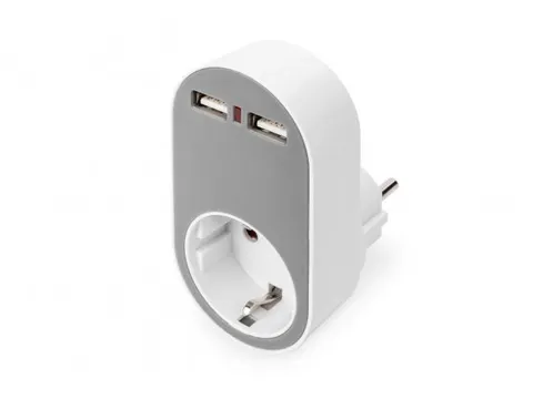 Stekker-oplaadadapter met 2 USB-poorten 250V 50Hz USB 5V 2.1A wit/grij