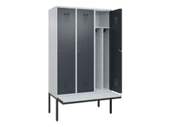 locker met bank,voor scheiding van kleding,HxBxD 2120x1200x815mm,3vak