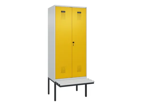 PBM-locker met bank,HxBxD 2120x800x815mm,2vak,vak B 400mm,draaigrendel