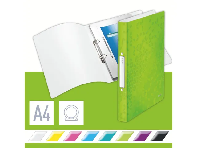 Classeur Leitz WOW A4 2 anneaux méc-O PP vert