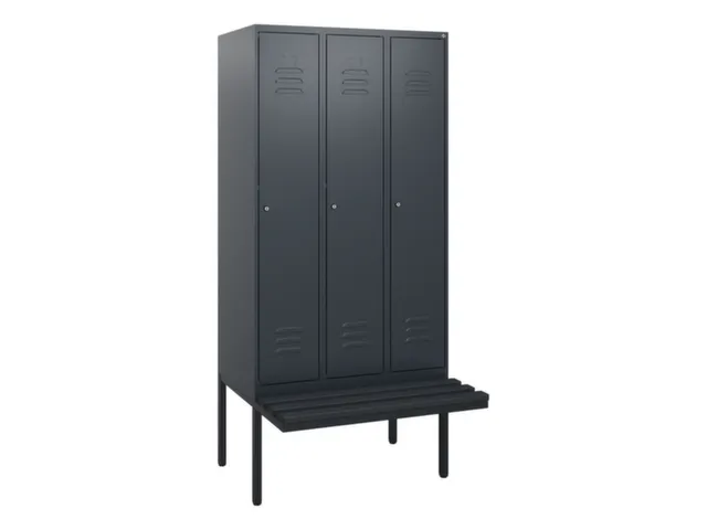 locker met bank,HxBxD 1950x900x815mm,3vak,vak B 300mm,cil.-slot
