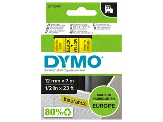 Labeltape Dymo 45018 D1 S0720580 12mmx7m zwart op geel - 1