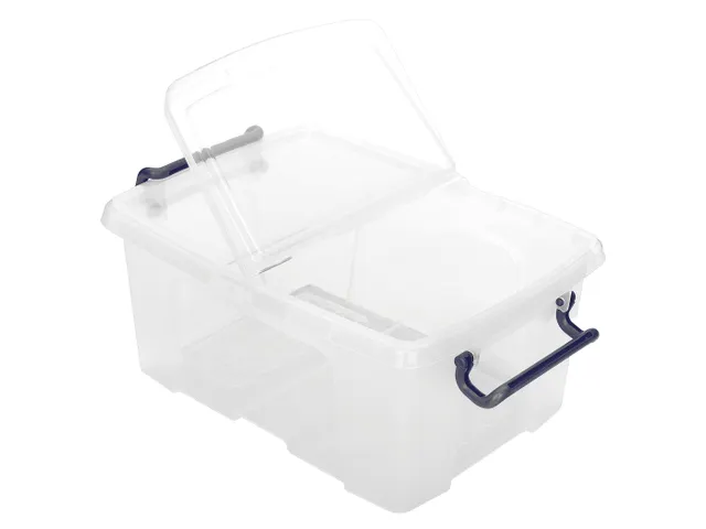 Opbergdoos 12 Liter Transparant Met Gedeelde Deksel