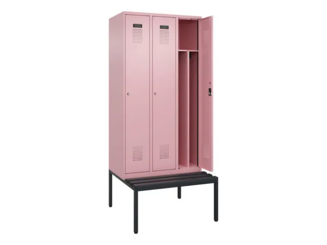 locker met bank,voor scheiding van kleding,HxBxD 2120x900x815mm,3vak