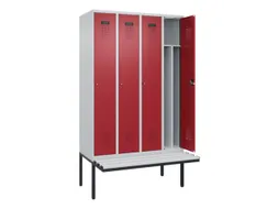 locker met bank,voor scheiding van kleding,HxBxD 2120x1200x815mm,4vak