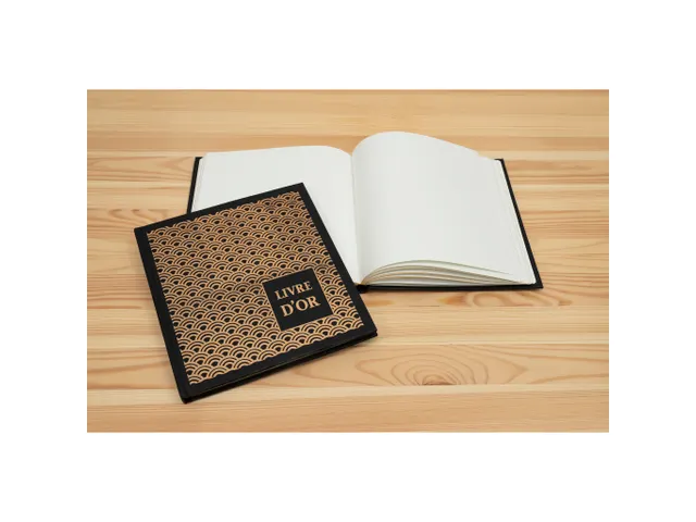 Livre d'or 140 pages tranche or - Format 21x19cm - PALMYRE - Noir arc