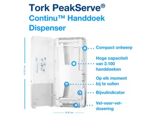 Tork 552500 H5 Elevation PeakServe Continu Handdoek Dispenser Wit - 4